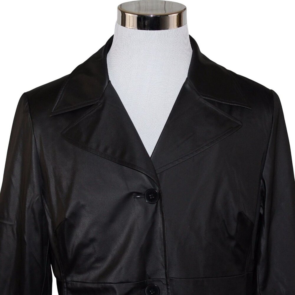 Braetan Large 3 Button Lined Outerwear Black Modern Packable Rain Trench Coat - Picture 7 of 10